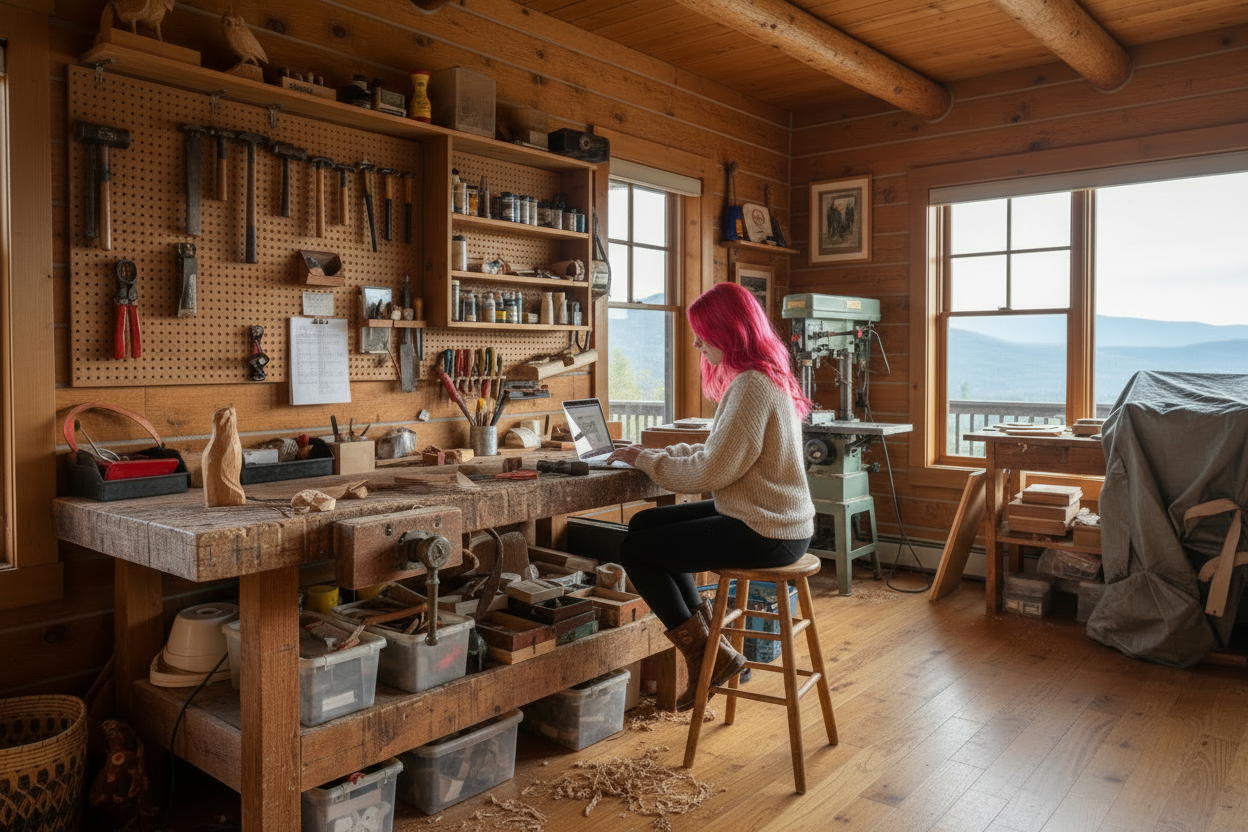 Inside a Tiny Adirondack Workshop