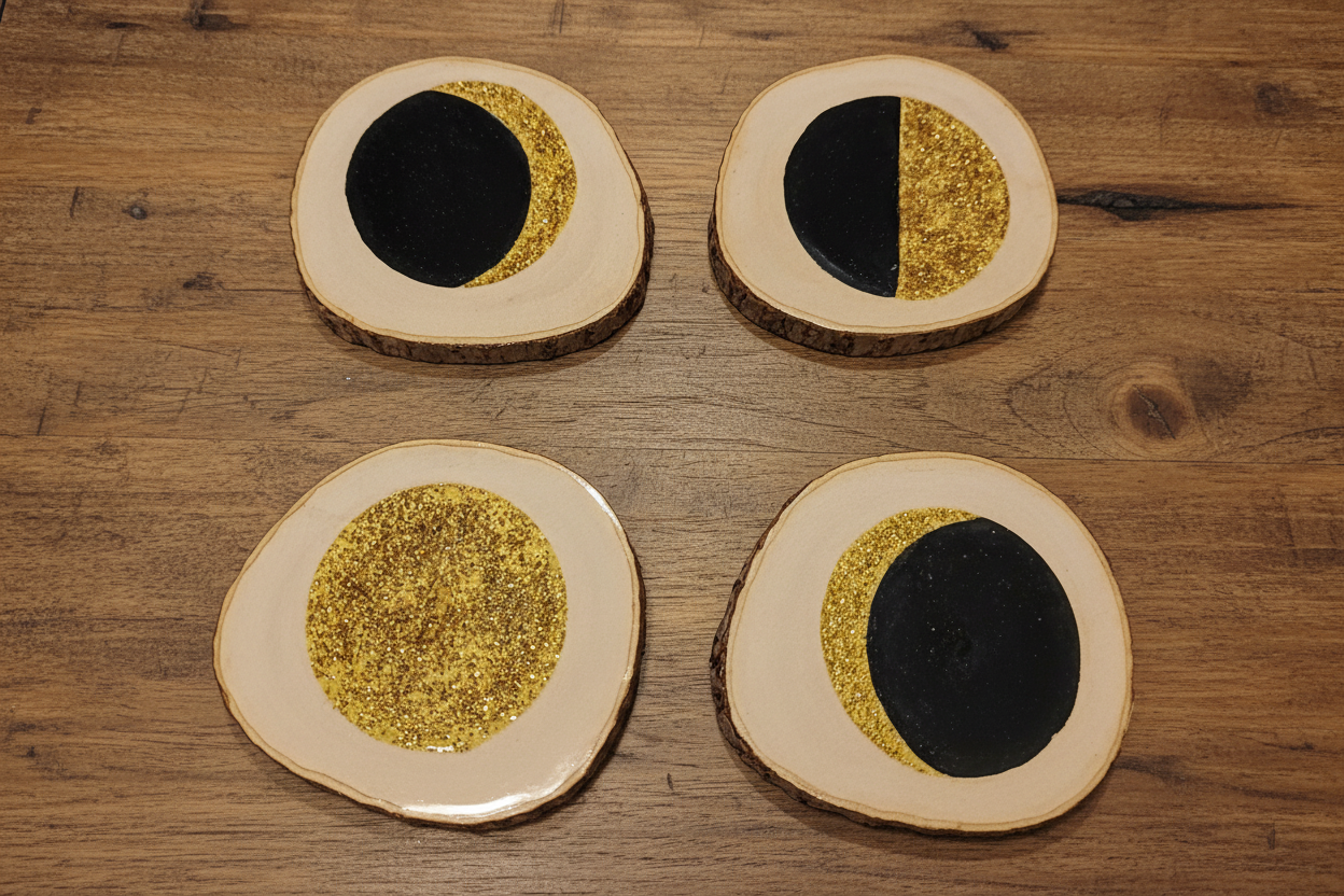 Moonlit Moon Phase Coaster Set