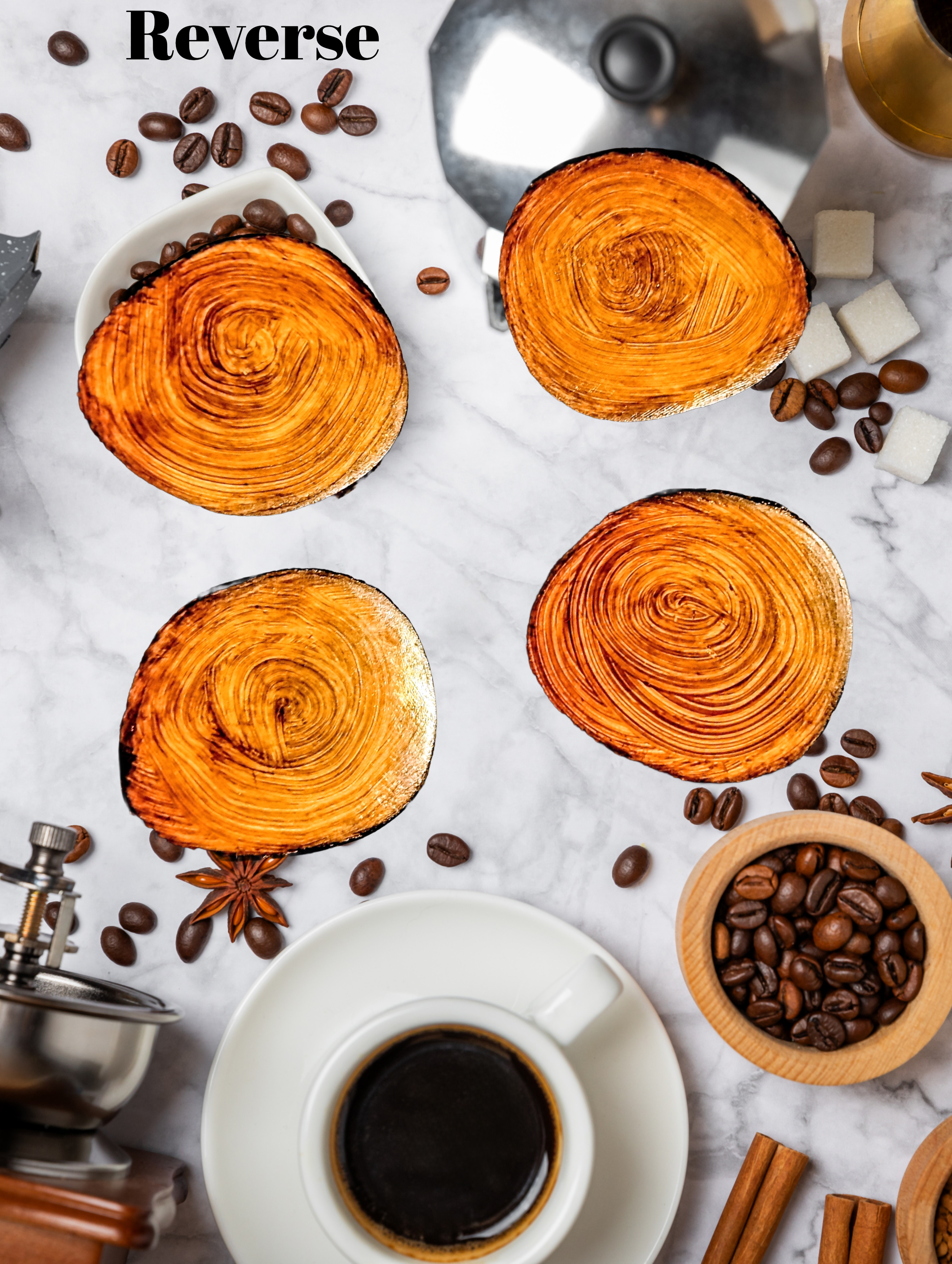 Rustic Sip & Swirl Wood Coasters (Set of 4)