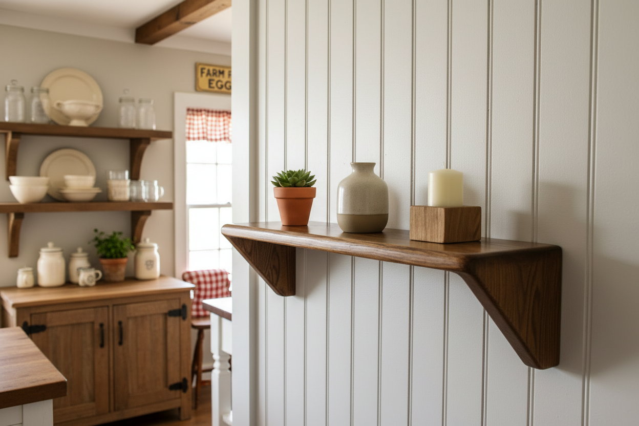Pinehaven Walnut Shelf — Hand‑Stained Pine
