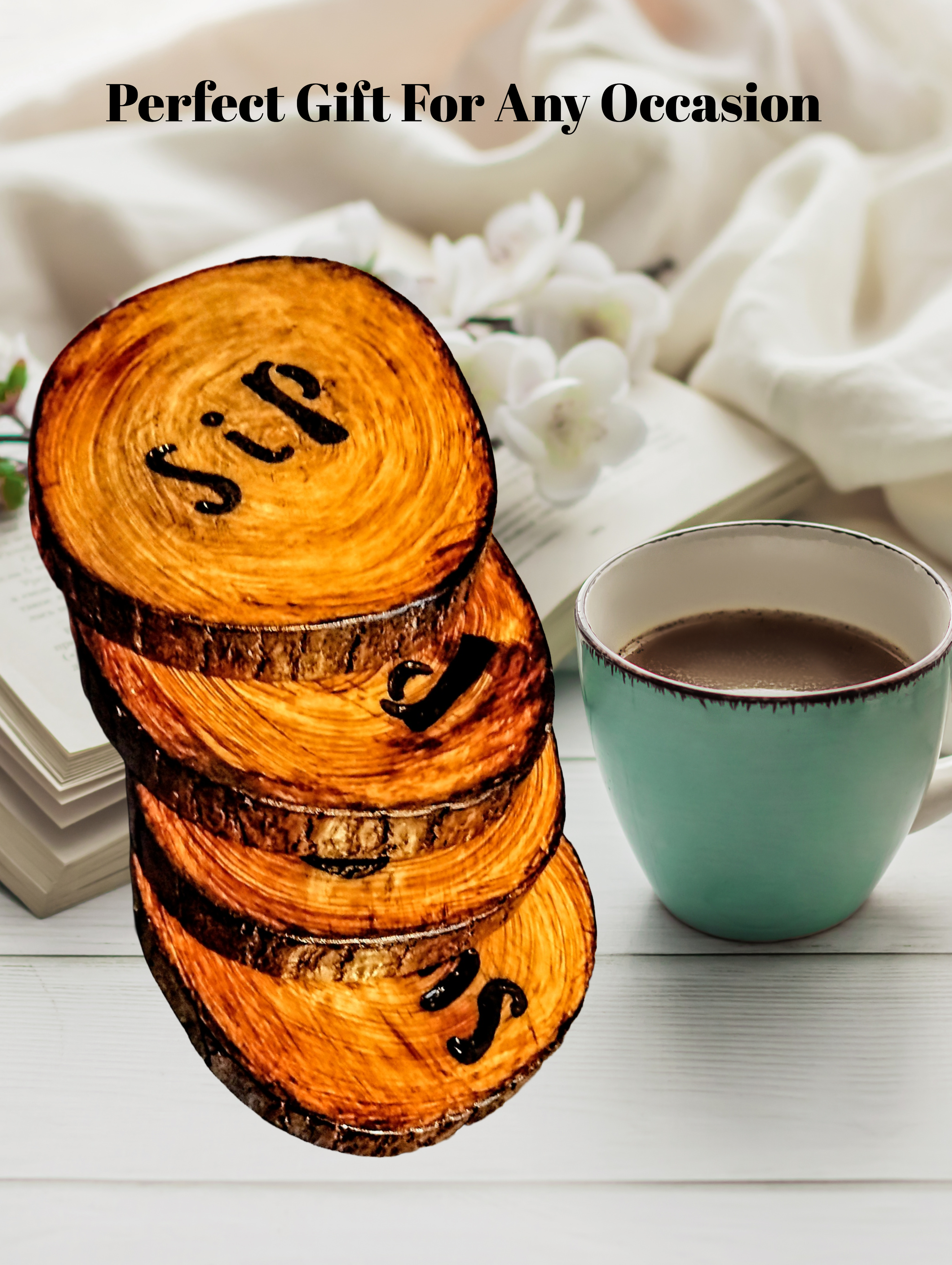Rustic Sip & Swirl Wooden Coasters
