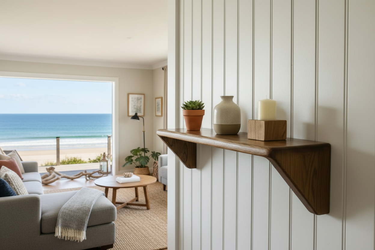 Pinehaven Walnut Shelf — Hand‑Stained Pine