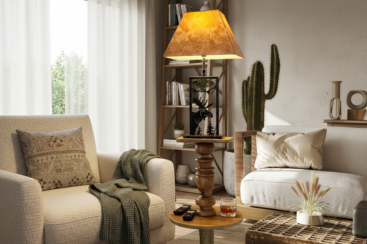 ADK Handcrafted Wooden Floor Lamp