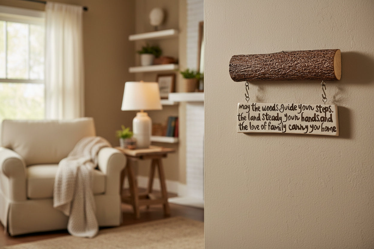 Irish Whisper Log Hanger — Handcrafted Rustic Decor