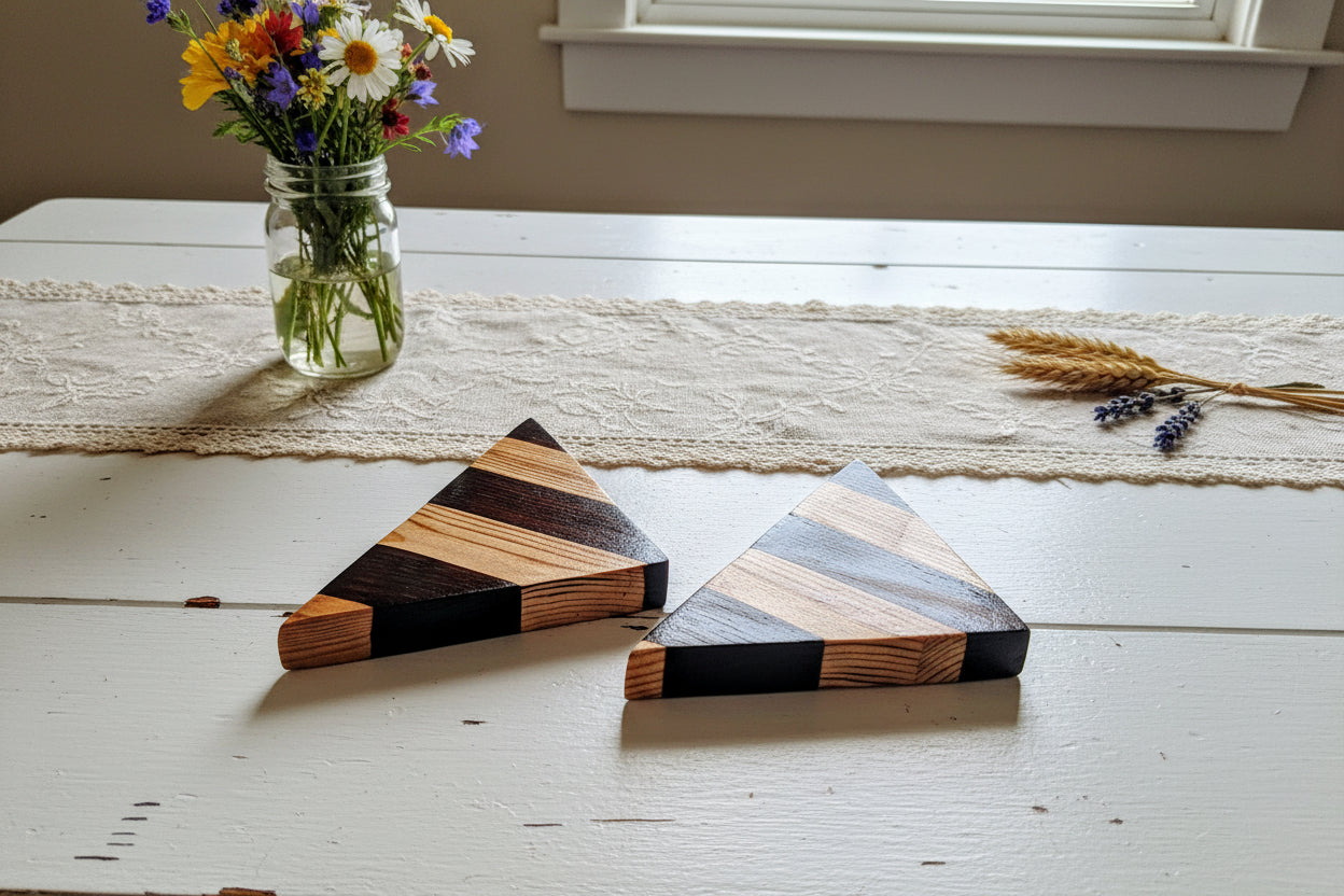 Parallel Grain Corner Set — Handcrafted Wood Shelves