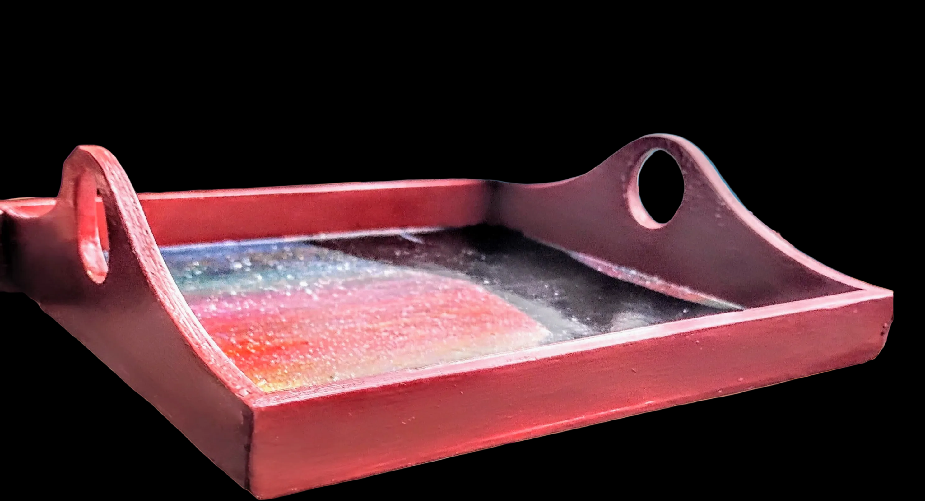 Sunset Silhouette Tray — Handcrafted Wooden Catchall