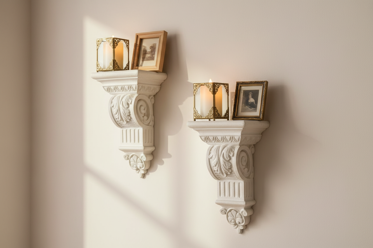 Ivory Manor Corbel Shelves — Pair